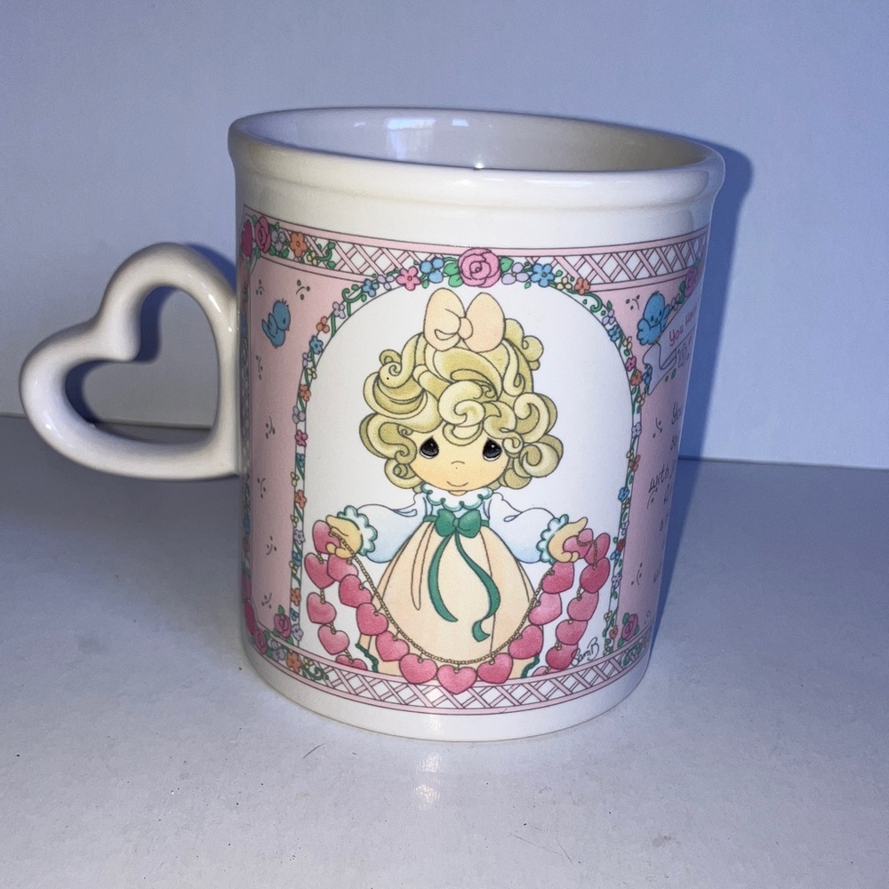 Precious Moments Pink Floral Mug‎ with Heart Handle